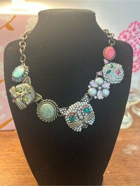 Betsey Johnson Pet Shop Statement Necklace - Multicolor Gem Accents